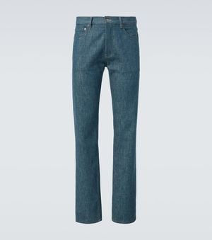 Loro Piana Jean Droit Quarona A Taille Mi-Haute - Bleu