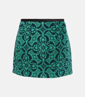 Marine Serre Jacquard High-rise Cotton Miniskirt - Green