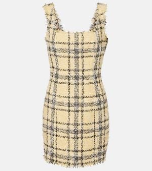 Balmain Checked Sequined Tweed Minidress - Metallic