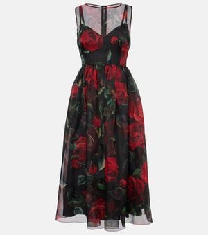 Dolce & Gabbana Floral Silk Cocktail Dress - Red