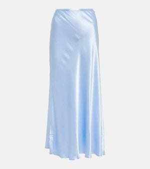 RIXO London Satin Midi Skirt - Blue