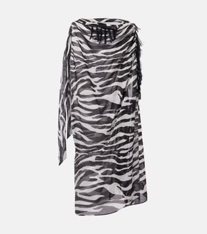 The Attico Zebra-Print Cotton Muslin Beach Cover-Up - White