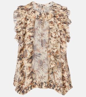 Ulla Johnson Bedrucktes Top Sabra Aus Chiffon - Natur
