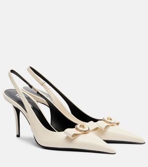 Versace Slingback-Pumps Gianni Ribbon 85 Aus Leder - Weiß