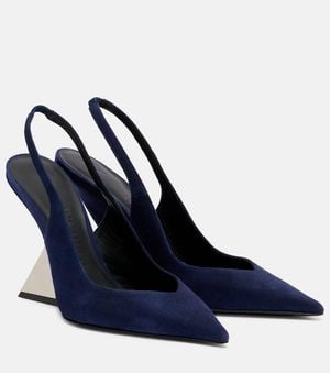 The Attico Cheope 105 Suede Slingback Pumps - Blue