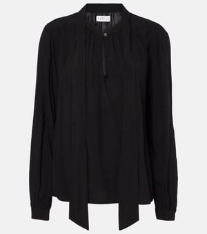 Velvet Gabrielle Draped Rayon Challis Blouse - Black