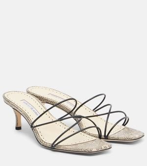 Manolo Blahnik Ninfe 50 Snake-Effect Leather Mules - Metallic