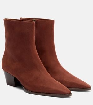 Manolo Blahnik Ankle Boots Aliera 50 Aus Veloursleder - Braun