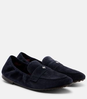 Tory Burch Logo Suede Loafers - Blue