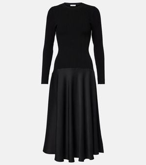 Veronica Beard Vaughn Satin-Trimmed Midi Dress - Black