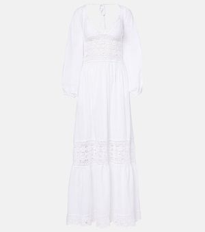 Anna Kosturova Victoria Crochet Cotton Poplin Dress - White