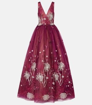 Costarellos Embellished Gown - Red