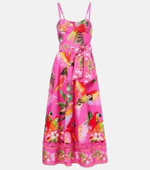 FARM Rio Printed Cotton Midi Dress - Pink
