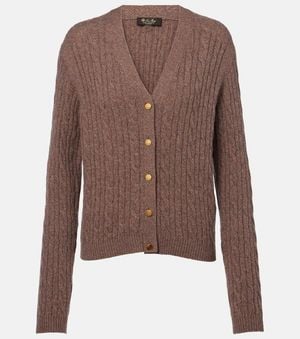 Loro Piana Cardigan Treccia Trenzado De Cachemir - Marrón