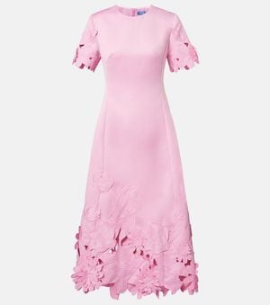 LEO LIN Floral-Applique Embroidered Cocktail Dress - Pink