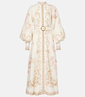 Zimmermann Baroque-Inspired Midi Dress With Voluminous Sleeves - Natural