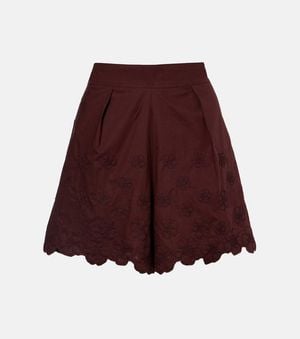 Juliet Dunn Bestickte Shorts Aus Baumwollpopeline - Lila
