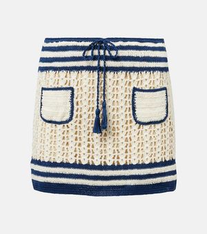 Anna Kosturova Gabrielle Crochet Cotton Miniskirt - Blue