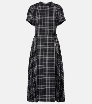 Burberry Vestido Midi Meryl A Cuadros - Negro
