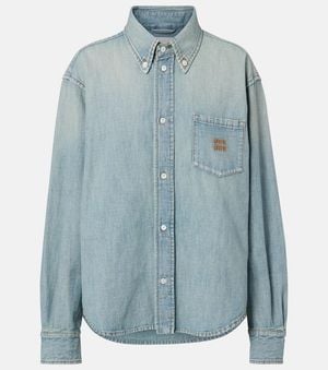 Miu Miu Logo Chambray Shirt - Blue