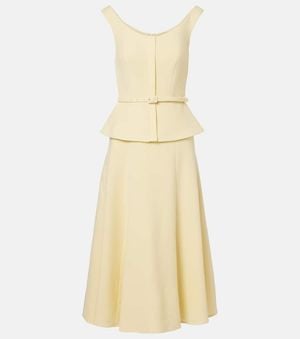 Roland Mouret Peplum Wool Crepe Midi Dress - Yellow