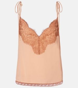 Valentino Top Aus Crepe De Chine Aus Seide Mit Spitze - Pink
