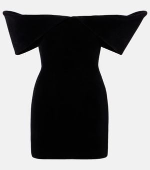 David Koma Off-Shoulder Velvet Minidress - Black