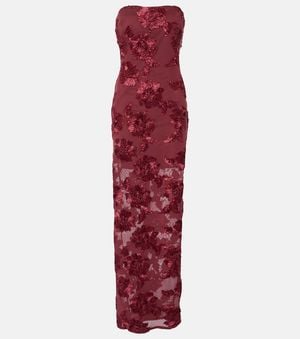 ROTATE BIRGER CHRISTENSEN Floral Embroidered Mesh Maxi Dress