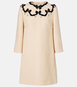 Valentino Crepe Couture Embellished Minidress - Natural