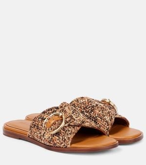 Robert Clergerie Irme Raffia Slides - Brown