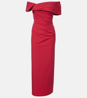 Rachel Gilbert Gale Draped Off-Shoulder Cocktail Dress - Red