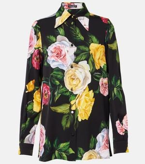 Dolce & Gabbana Printed Silk Shirt - Black