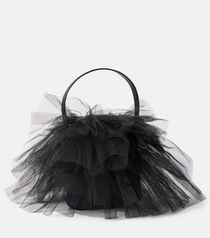 Simone Rocha Frilly Tutu Mini Canvas Shoulder Bag - Black