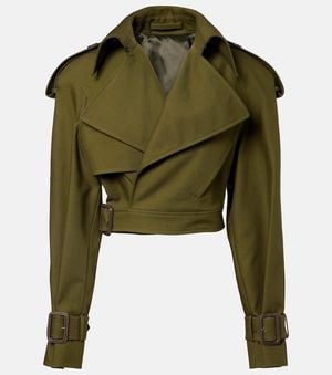 Wardrobe NYC Cropped Cotton Twill Trench Coat - Green