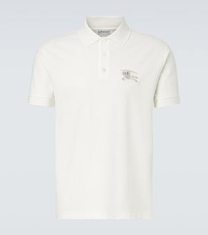 Burberry Polo De Algodon Con Ekd - Blanco