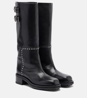 Jimmy Choo Brooklyn Leather Biker Boots - Black
