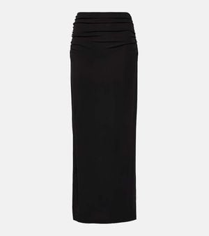 Velvet Hilton Ruched Jersey Midi Skirt - Black