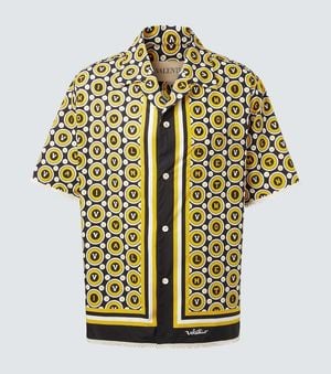Valentino Bulles Royales Cotton Poplin Bowling Shirt - Yellow