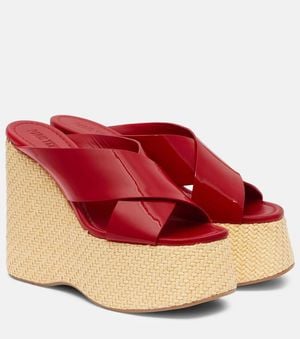 Paris Texas Mara Patent Leather Wedge Mules - Red
