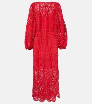 FARM Rio Nature Guipure Lace Maxi Dress - Red