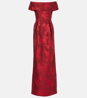 Rebecca Vallance Henrietta Brocade Bustier Gown - Red