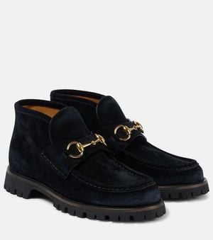 Gucci Horsebit Suede Ankle Boots - Black