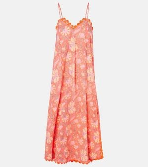 Juliet Dunn Floral Scalloped Cotton Slip Dress - Pink