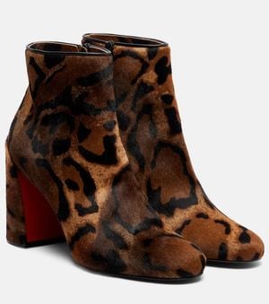 Christian Louboutin Jane 85 Leopard-Printed Calf Hair Ankle Boots - Brown