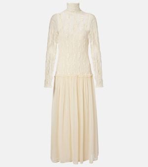 Ulla Johnson Maxikleid Sybil Aus Spitze Und Chiffon - Natur