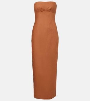 SIR. Evalita Linen Maxi Dress - Brown