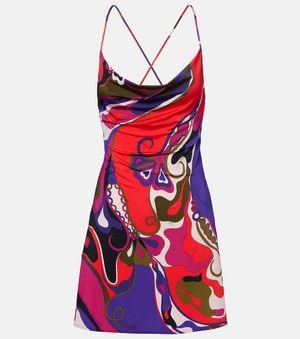 PUCCI Orchidee Satin Jersey Minidress - Red