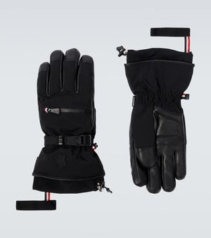 Moncler Skihandschuhe Mit Leder - Schwarz