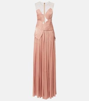 Costarellos Serenne Lame Georgette Gown - Pink