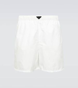 Prada Re-Nylon Logo Swim Trunks - White